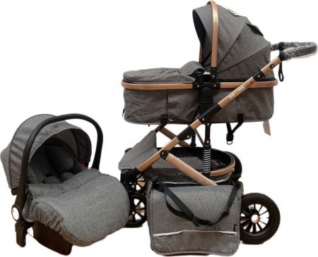 Carucior copii 3 in 1 – landou, scoica, sport - Gri [1]