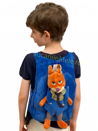 Rucsac de plus copii - Rucsac din plus de tip ghiozdanel pentru copii Albastru Nick Wilde