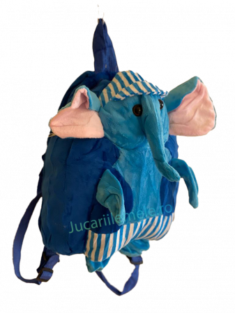 Rucsac din plus de tip ghiozdanel pentru copii Albastru - Elefant cu palarie [1]