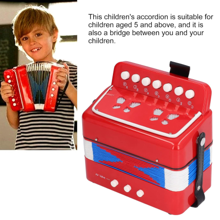 Acordeon pentru Copii cu 7 Clape si Curele de Prindere, Instrument Muzical Educativ [1]