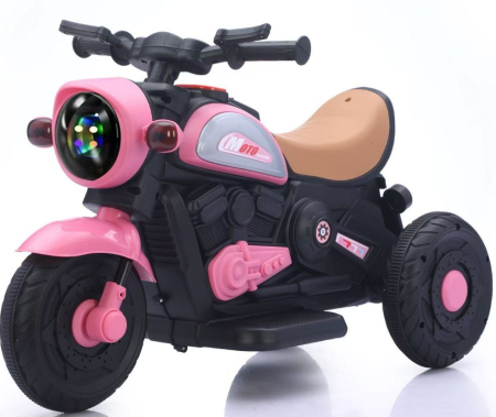 Motocicleta Electrica pentru Copii, 3-6 Ani, cu Lumini Interactive LED, Port USB, Muzica si Roti Laterale de Sprijin, Roz [1]