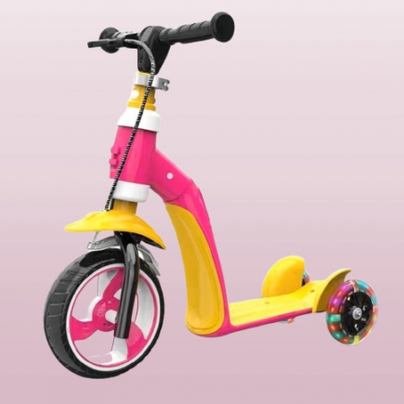 Trotinete - Bicicleta fara pedale convertibila 2 în 1 roz/galben