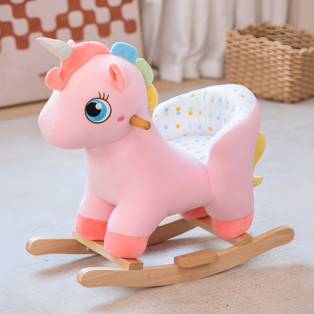 Balansoar Catifelat pentru Copii cu Spatar si Centura de Siguranta, Unicornul Jucaus [1]