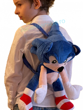 Rucsac din plus de tip ghiozdanel pentru copii Albastru Sonic the Hedgehog [1]