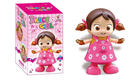 Papusa Interactiva Dansatoare cu Lumini LED, Muzica si Rotire 360 de Grade, ROZ [1]