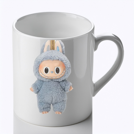 Cani Personalizate - Cana Personalizata Labubu Gri Cadou Adorabil pentru Copii si Fani Labubu