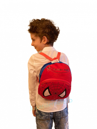 Articole pentru scoala si gradinita - Rucsac din plus de tip ghiozdanel pentru copii Spider-Man Rosu