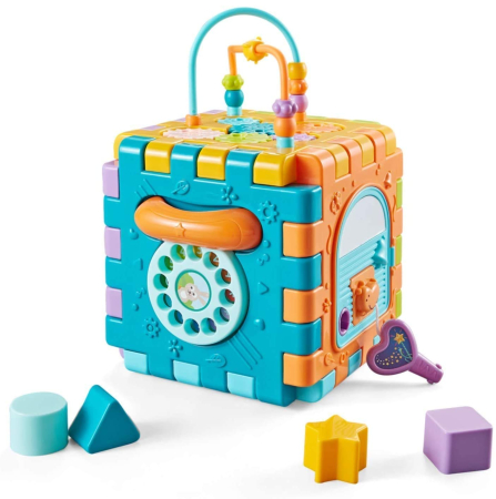 Cub Educativ 6 in 1 pentru Bebelusi, Sortator de Forme, Pian, Volan si Activitati Montessori [2]
