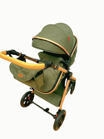 Carucior 2 in 1 cu Landou, Geanta Inclusa, Cadru de Aluminiu, Roti Pivotante 360 si Suport Pahar, 0-36 Luni, VERDE [3]