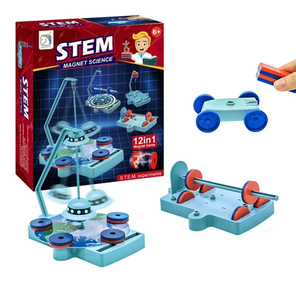 Jocuri si jucarii educative pe varsta - Kit STEM 12 Experimente Stiintifice cu Magneti