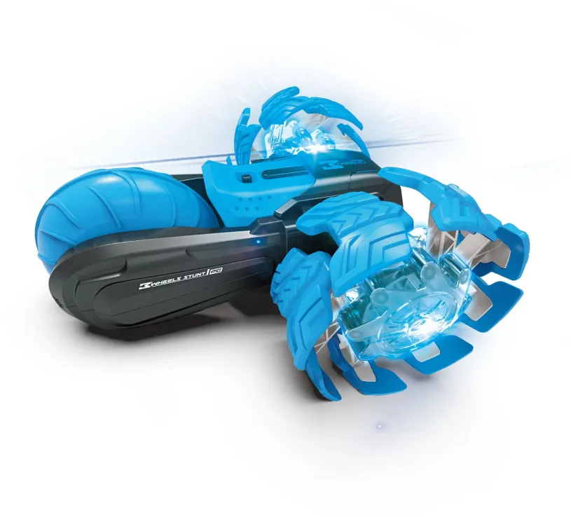 Copii 4 ani+ - Masina care face Cascadorii, Lumini LED, Model Futurist, Albastru