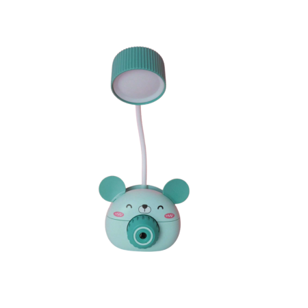 Lampi de veghe - Lampa de Birou cu Ascutitoare, Mister Urechila - Verde, cu Incarcare USB si Suport Creioane