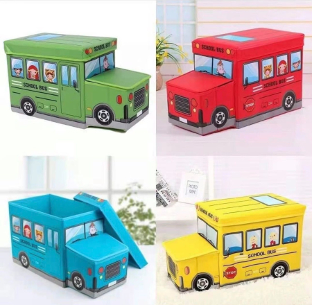 Cutie de Depozitare Pliabila pentru Jucarii, Autobuz Scolar, ROSU [3]