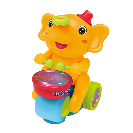Jucarii copii si bebe - Elefant care Merge la Plimbare, Jucarie Educativa cu Lumini si Sunete, PORTOCALIU