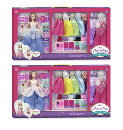 Copii 4 ani+ - Papusa Printesa cu Garderoba, Rochii, Pantofi, Posete si Accesorii