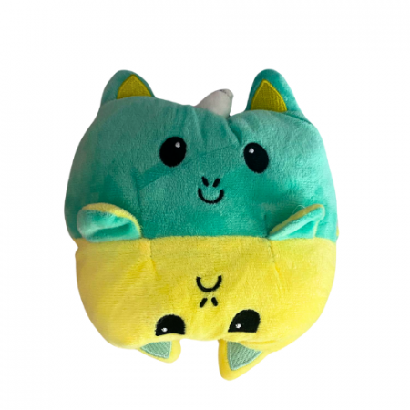 Jucarii copii si bebe - Jucarie de Plus, Unicorn cu Doua Fete, 20 cm, Turcoaz/Galben