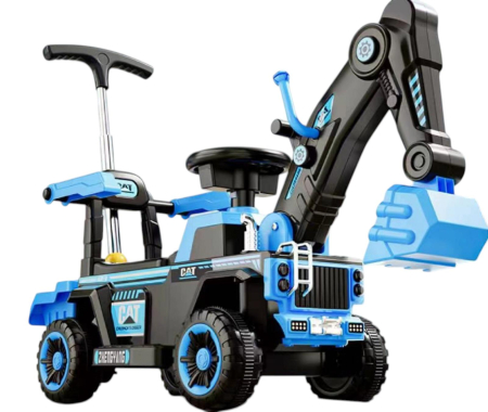 Copii 6 ani+ - Excavator Electric Pentru Copii 2-6 Ani cu Telecomanda, Brat Functional, 6V Si Maner Parental, ALBASTRU