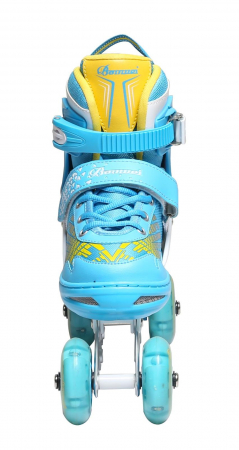 Role Reglabile Copii, Roti cu Lumini LED, 35 - 38, Set Protectie - Albastru [6]