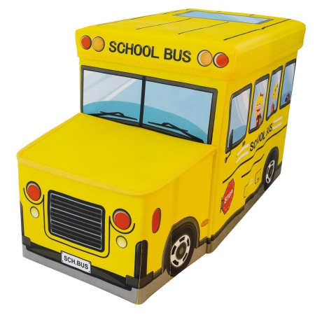 Cutie de Depozitare Pliabila pentru Jucarii, Autobuz Scolar, GALBEN [4]
