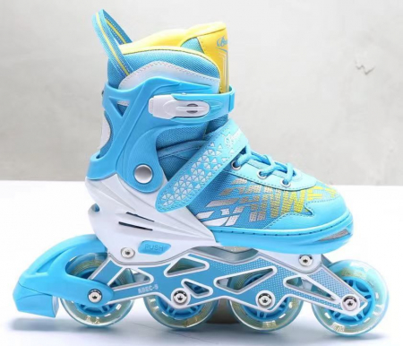 Role Reglabile Copii, Roti cu Lumini LED, 35 - 38, Set Protectie - Albastru [7]