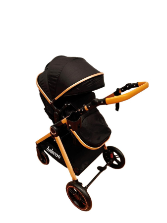 Carucior 2 in 1 cu Landou, Geanta Inclusa, Cadru de Aluminiu, Roti Pivotante 360 si Suport Pahar, 0-36 Luni, NEGRU [6]