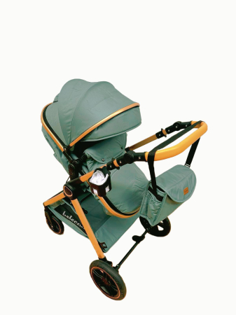 Carucior 2 in 1 cu Landou, Geanta Inclusa, Cadru de Aluminiu, Roti Pivotante 360 si Suport Pahar, 0-36 Luni, TURCOAZ [5]