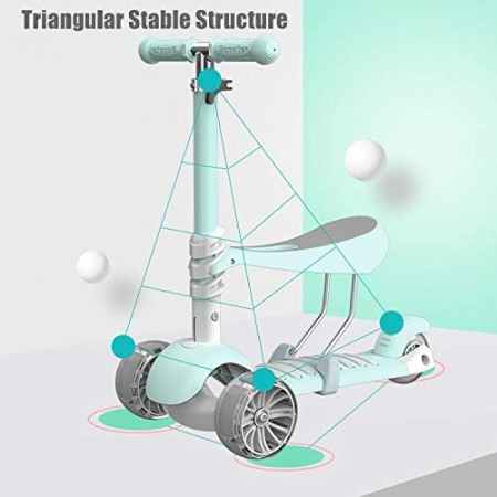 Trotineta pentru Copii Ajustabila cu Lumini, Scaunel si Pedale [7]