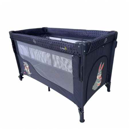 Patut Bebe Pliabil cu Zona de Infasare, Baldachin si Carusel – Albastru [2]