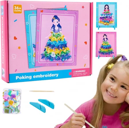 Jucarii din lemn - Joc Educativ si Creativ, Broderie pe Rochita Printesei