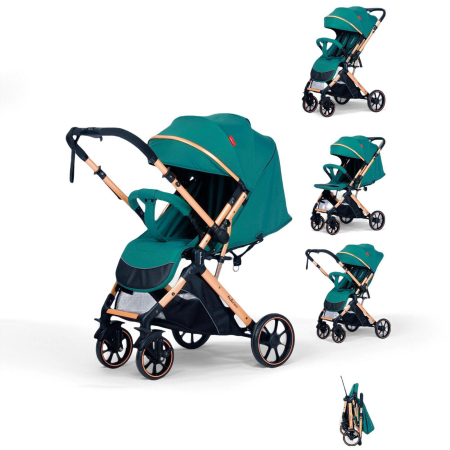 Carucioare - Carucior Sport Tip Troller Pliabil, Maner Reversibil, Spatar Reglabil, Turcoaz