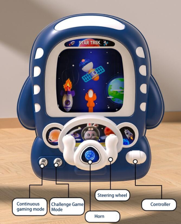 Joc de Curse cu Volan si Ecran, Lumini si Sunete, Albastru [3]