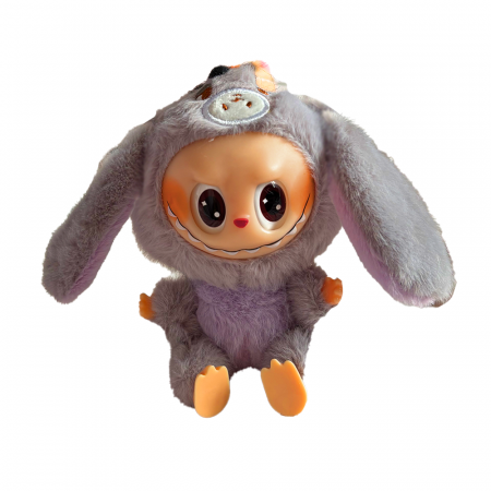 Jucarii de plus - Jucarie de Plus Labubu Winnie The Pooh, Costum Magarus, 18 cm, Gri/Roz