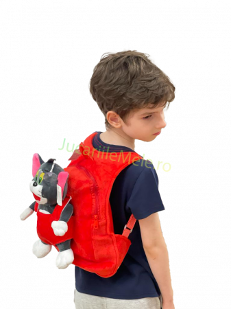 Rucsac din plus de tip ghiozdanel pentru copii Rosu Tom [2]