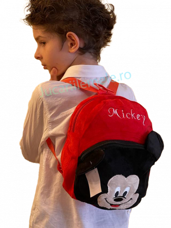 Rucsac din plus de tip ghiozdanel pentru copii Rosu cu Mickey Mouse [1]