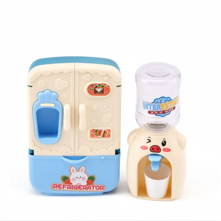 Jocuri si jucarii educative pe varsta - Set Frigider si Dozator de Apa pentru Copii, Crem/Albastru