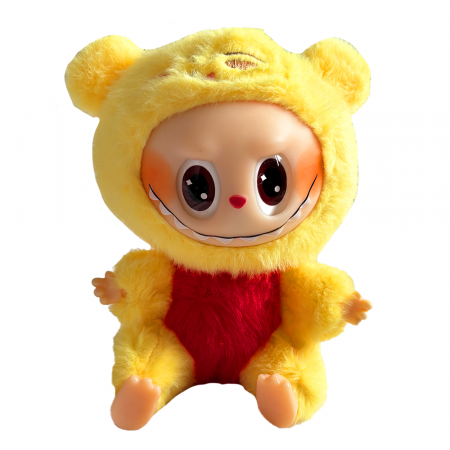 Jucarii de plus - Jucarie de Plus Labubu Winnie The Pooh, Costum Winnie, 18 cm, Galben