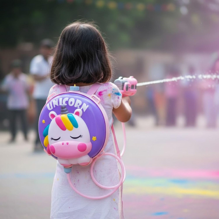 Jucarii fete - Rucsac cu Rezervor de Apa 1750 ml si Pistol pentru Copii, Bretele Reglabile, Unicorn Vesel