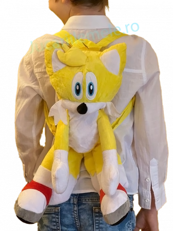 Articole pentru scoala si gradinita - Rucsac din plus de tip ghiozdanel pentru copii Galben Miles "Tails" Prower