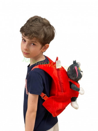 Rucsac din plus de tip ghiozdanel pentru copii Rosu Tom [4]