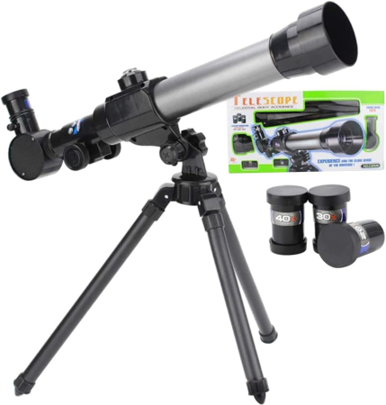 Telescop pentru Copii cu Trepied si 3 Oculare, Negru [4]