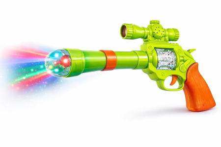 Pistol de Jucarie cu Bile Rotative, Lumini si Muzica, Verde [1]