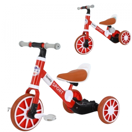 Biciclete - Tricicleta 2 in 1 -  Cu pedale si Fara Pedale - Rosu