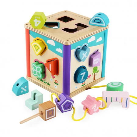 Cub Lemn Montessori Sortator si Snuruit Cifre [3]