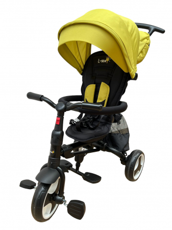 Triciclete - Tricicleta Pliabila pentru Copii, Reversibila, Spatar Reglabil - L-Sun Galben