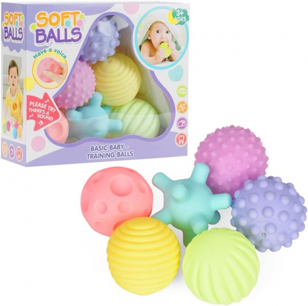Bebe 9 luni+ - Set 6 mingiute de baie, senzoriale pentru bebelusi