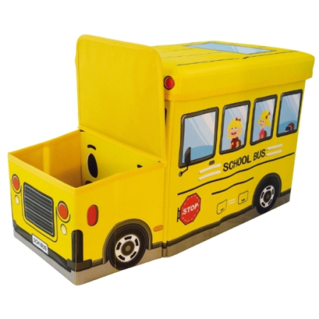 Cutie de Depozitare Pliabila pentru Jucarii, Autobuz Scolar, GALBEN [1]