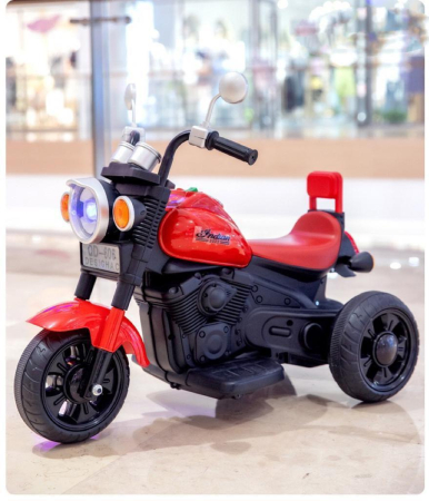 Copii 6 ani+ - Motocicleta Electrica pentru Copii 3-6 Ani, Lumini LED, Muzica si Port USB, Acumulator 6V, ROSU