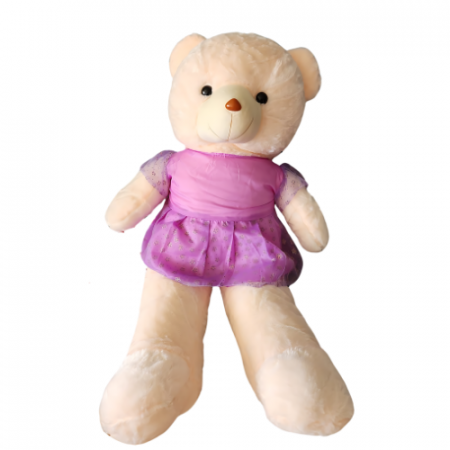 Jucarii de plus - Urs de Plus Alb cu Rochita Mov, 110 cm