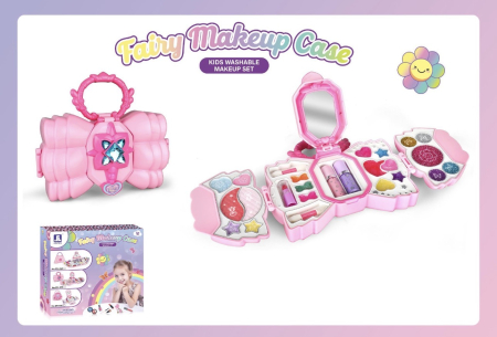 Copii 4 ani+ - Set de Machiaj pentru Copii, Trusa Roz cu Oglinda, Farduri si Accesorii