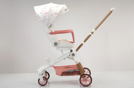Carucior Pliabil 4 Roti, cu Sunete si Lumini Incorporate - Ursulet Roz [2]